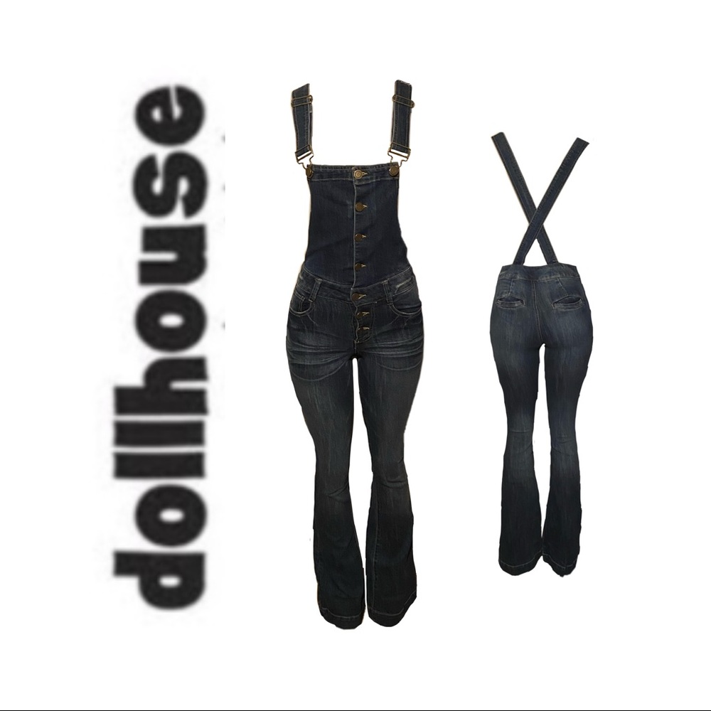 💙Dollhouse denim suspender overalls💙